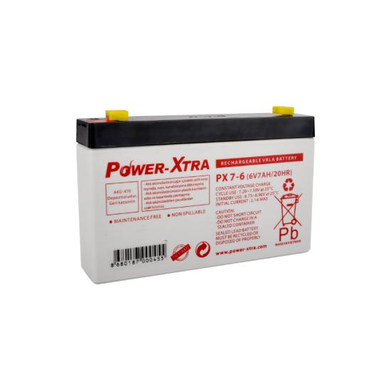 Power-Xtra PX7-6 - 6V 7 Ah Bakımsız Kuru Akü - F1