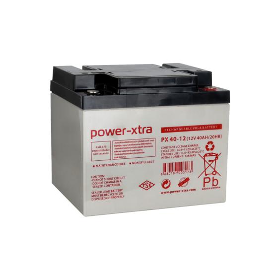 Power-Xtra PX40-12N - 12V 40 Ah Bakımsız Kuru Akü - F8 (M6 Bolts)