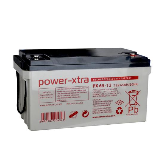 Power-Xtra PX65-12AN - 12V 65 Ah Bakımsız Kuru Akü - F8 - (M6 Bolts)