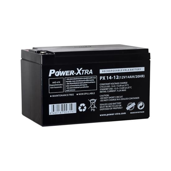 Power-Xtra PX14-12NE F6 - 12V 14 Ah Elektrikli Bisiklet Aküsü -F6-Vidalı