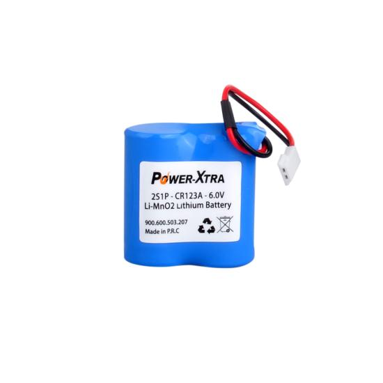 Power-Xtra 2S1P -  CR123A - 6.0V Li-MnO2 Lithium Batarya - Soketli