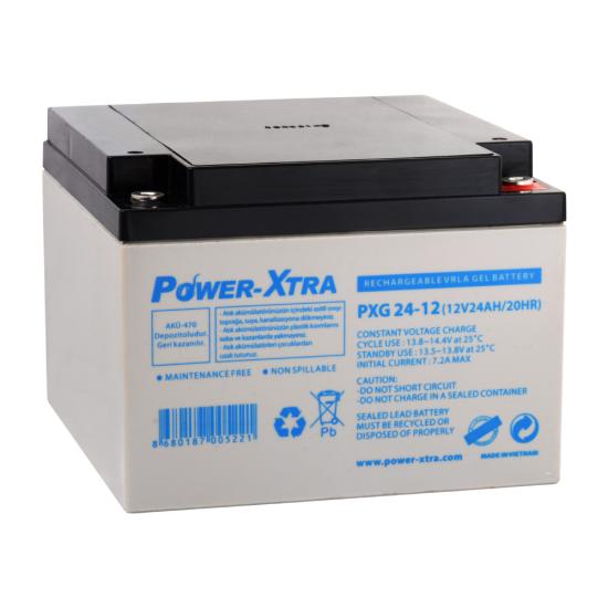 Power-Xtra PXG24-12 - 12V 24 Ah Bakımsız Jel Akü - F3