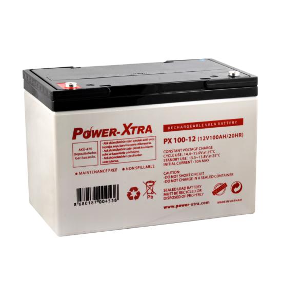 Power-Xtra PX100-12AN - 12V 100 Ah Bakımsız Kuru Akü - F8 - (M6 Bolts)