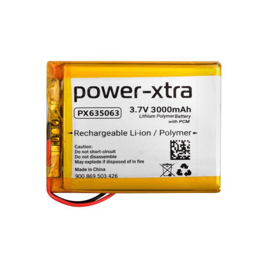 Power-Xtra PX635063 - 3.7V 3000 mAh - Li-Polymer Pil - Devreli