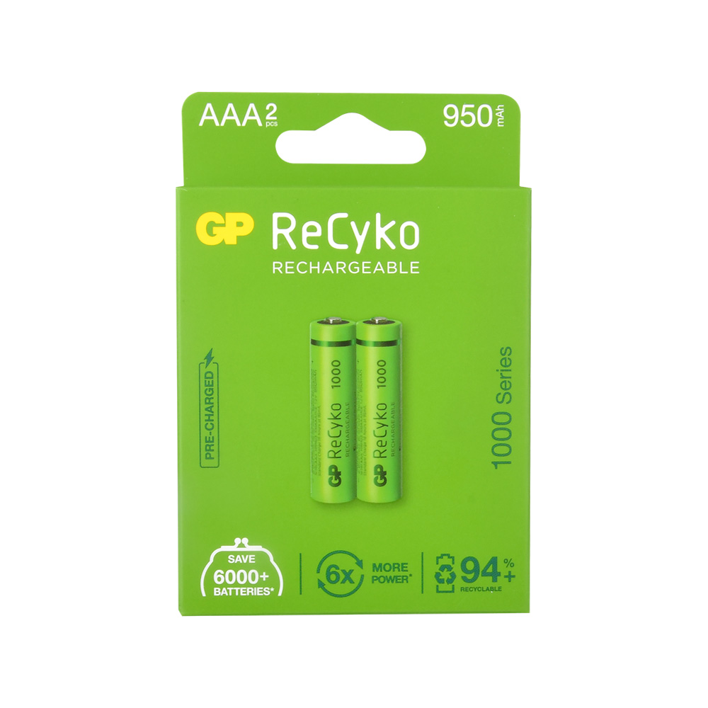 GP%20Recyko%20AAA%201000%20Serisi%20950%20mAh%20İnce%20Kalem%20Pil%202li