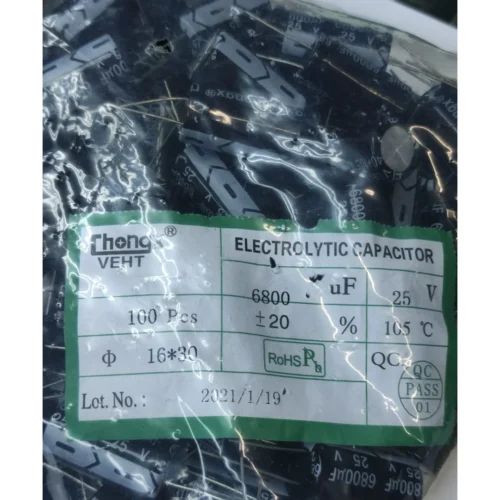 10 ADET - 6800UF 25V 105C 16X30 ELEKTROLİTİK ALÜMİNYUM KONDANSATÖR