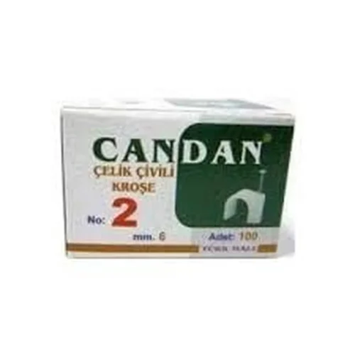 100 ADET - CANDAN ÇELİK ÇİVİLİ KROŞE NO:2 6MM