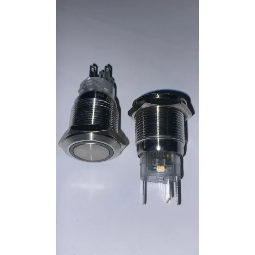 19MM BEYAZ IŞIK LEDLİ PASLANMAZ ÇELİK GÖVDELİ ON-OFF KALICI METAL BUTON