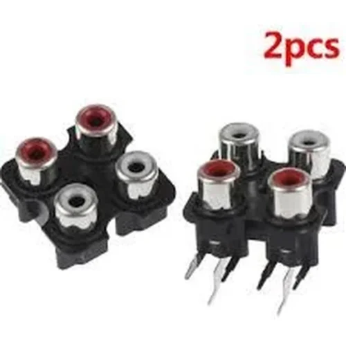 2 ADET - 4 WAY 6 PİN RCA DİŞİ SES VİDEO FİŞİ SOKETLİ KONNEKTÖR