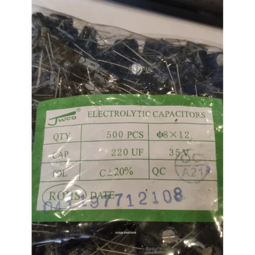 220UF 35V 105C 8X12 ELEKTROLİTİK ALÜMİNYUM KONDANSATÖR - 50 ADET
