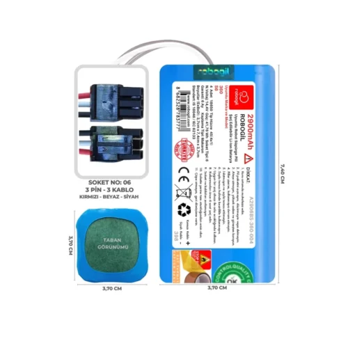 360 S6 2900mAh Uyumlu Bataryası Robot Süpürge Pili Li-ion Yedek Pil Paketi A2906BS-360-004