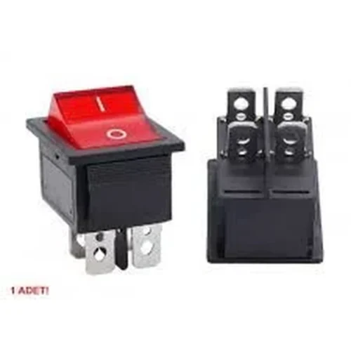 DAR IŞIKLI ANAHTAR KIRMIZI 4PİN 16A/250VAC 20A/125VAC 4 PİN ON/OFF DPST ROCKER ANAHTARI