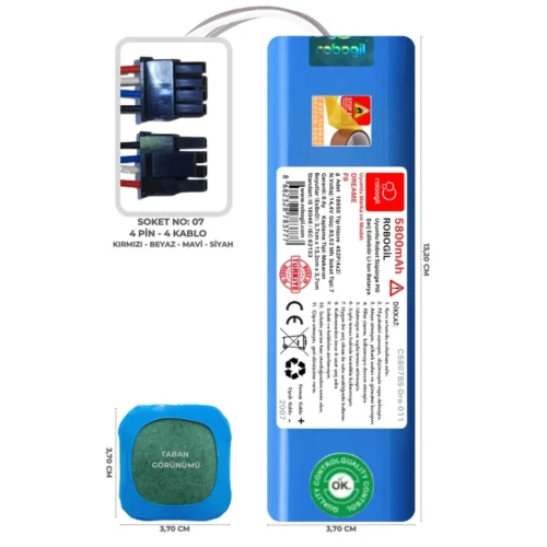 Dreame F9 5800mAh Uyumlu Bataryası Robot Süpürge Pili Li-ion Yedek Pil Paketi C5807BS-Dre-011