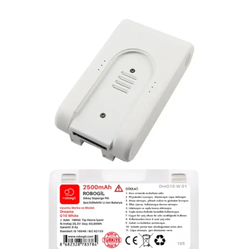 Dreame G10 White Handheld Cordless Vacuum 2500mAh Uyumlu Bataryası Dikey Süpürge Pili Li-ion Yedek Pil Paketi DreG10-W-01