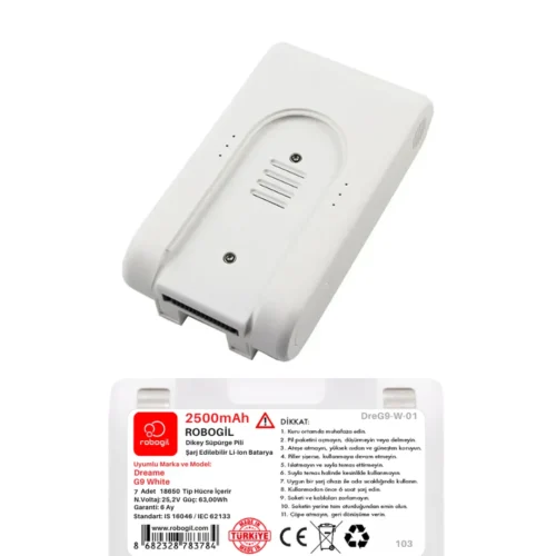 Dreame G9 White Handheld Cordless Vacuum 2500mAh Uyumlu Bataryası Dikey Süpürge Pili Li-ion Yedek Pil Paketi DreG9-W-01