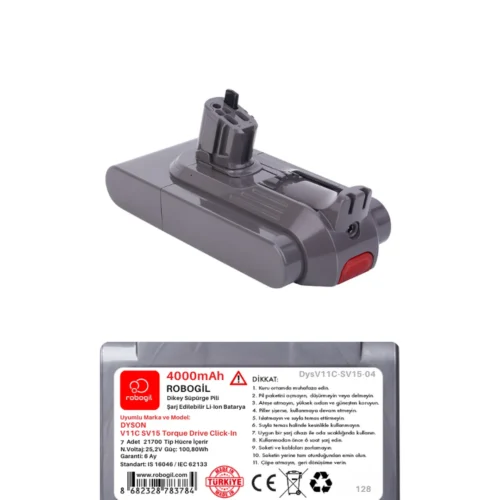 Dyson V11C SV16 Outsize 4000mAh Uyumlu Bataryası Dikey Süpürge Pili Li-ion Yedek Pil Paketi DysV11C-SV16-01
