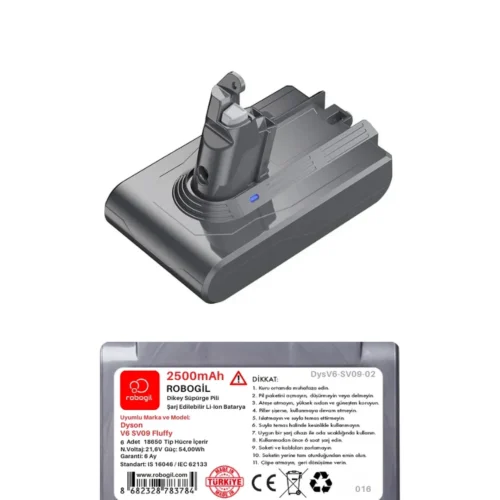 Dyson V6 SV09 Fluffy 2500mAh Uyumlu Bataryası Dikey Süpürge Pili Li-ion Yedek Pil Paketi DysV6-SV09-02