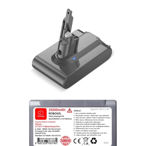 Dyson V7 SV11 Motorhead Pro 2500mAh Uyumlu Bataryası Dikey Süpürge Pili Li-ion Yedek Pil Paketi DysV7-SV11-07