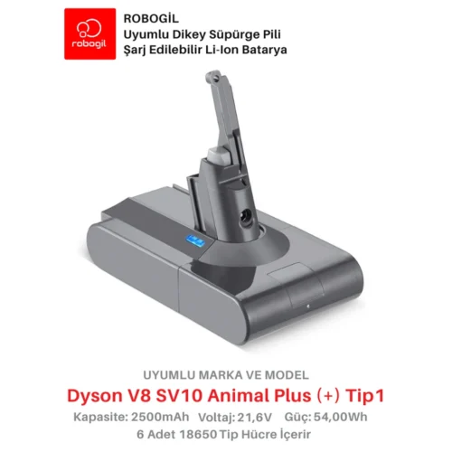 Dyson V8 SV10 Animal Plus 2500mAh Uyumlu Bataryası Dikey Süpürge Pili Li-ion Yedek Pil Paketi DysV8-SV10-09