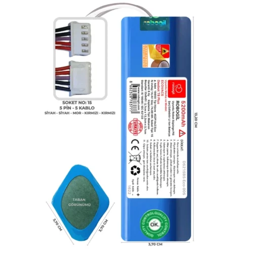 Ecovacs Deebot T8 Plus 5200mAh Uyumlu Bataryası Robot Süpürge Pili Li-ion Yedek Pil Paketi D5215BS-Eco-005
