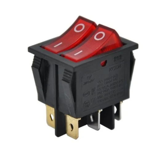 İKİLİ IŞIKLI ANAHTAR 6P 220V KIRMIZI