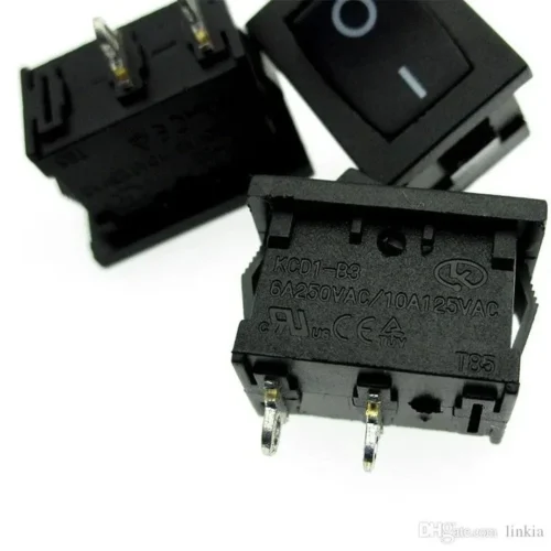 KCD1 2-Pin On-Off Büyük Anahtar 6A 250V - Siyah