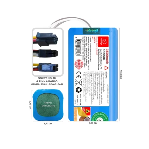 Midea M3 3500mAh Uyumlu Bataryası Robot Süpürge Pili Li-ion Yedek Pil Paketi A3510BS-Mid-001