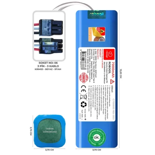 Neabot Nomo Q11 7000mAh Uyumlu Bataryası Robot Süpürge Pili Li-ion Yedek Pil Paketi C7006BS-Nbt-003