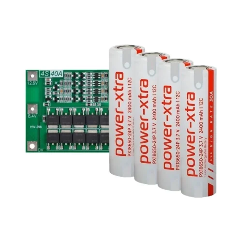 Power-Xtra PX18650-24P - 3.7V 2400 Mah Li-ion Şarjlı Pil - 12C - 30A 4 Lü (+ - Pinli) + Koruma Devresi