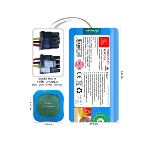 Proscenic M8 2900mAh Uyumlu Bataryası Robot Süpürge Pili Li-ion Yedek Pil Paketi A2919BS-Pro-002
