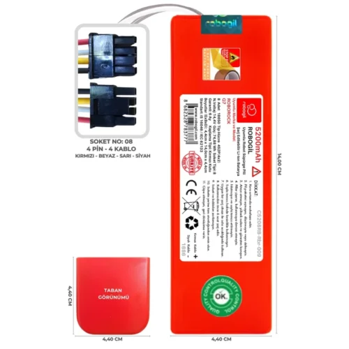 Roborock Q7 5200mAh Uyumlu Bataryası Robot Süpürge Pili Li-ion Yedek Pil Paketi C5208RB-Rbr-009