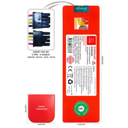 Roborock S5 Max 5200mAh Uyumlu Bataryası Robot Süpürge Pili Li-ion Yedek Pil Paketi C5208RB-Rbr-016