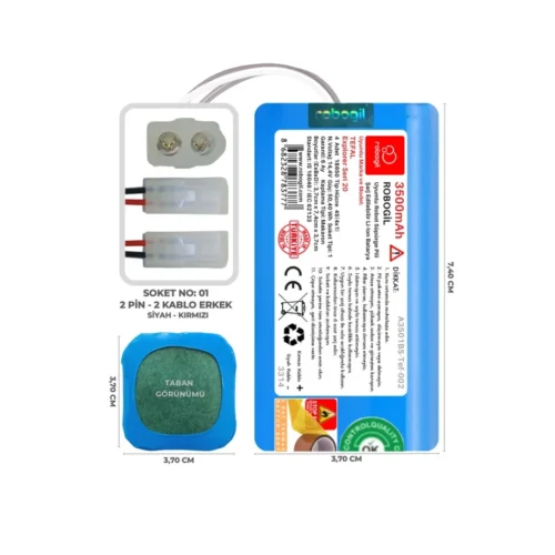 Tefal Explorer Seri 20 3500mAh Uyumlu Bataryası Robot Süpürge Pili Li-ion Yedek Pil Paketi A3501BS-Tef-002