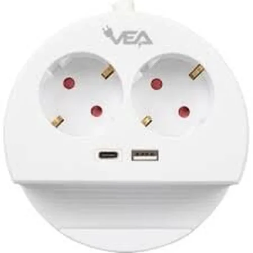 VEA - MODEL:VE-G1102C 1.5 METRE 16A 250V 2 GİRİŞ + 1 USB + 1 TYPE-C MAX3680W 2Lİ USD + TYPE C GİRİŞİLİ ANAHTARLI GRUP PRİZ